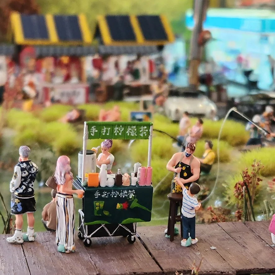 1/64 Miniature Painted Figure Lemon Tea Stall Billiard Table  Action Figure Photography Color Miniatures Movementing Figures