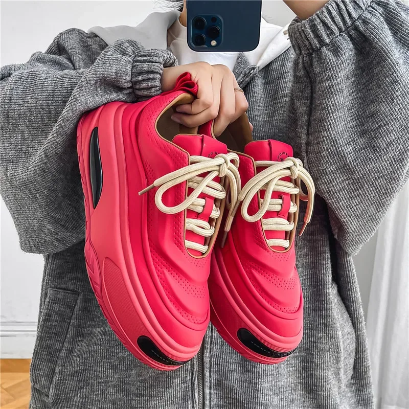 Lucky Red Open-Mouth Smiling Casual Hip Hop Skateboard Shoes Trendy Men's Footwear Breathable Rubber Outsole For Summer