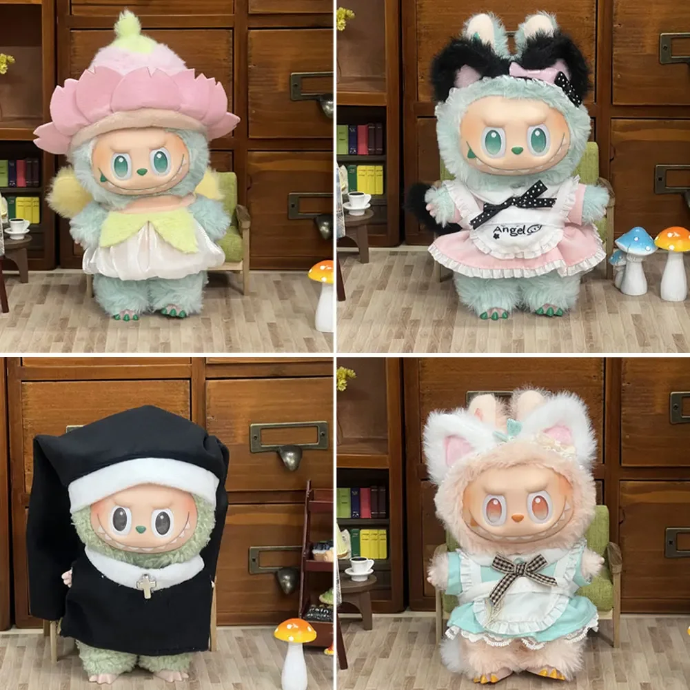 For 17cm Labubu Doll Clothes Cat Girl Maid Costume Accessories Suitable for Ropa Labubu V1V2V3