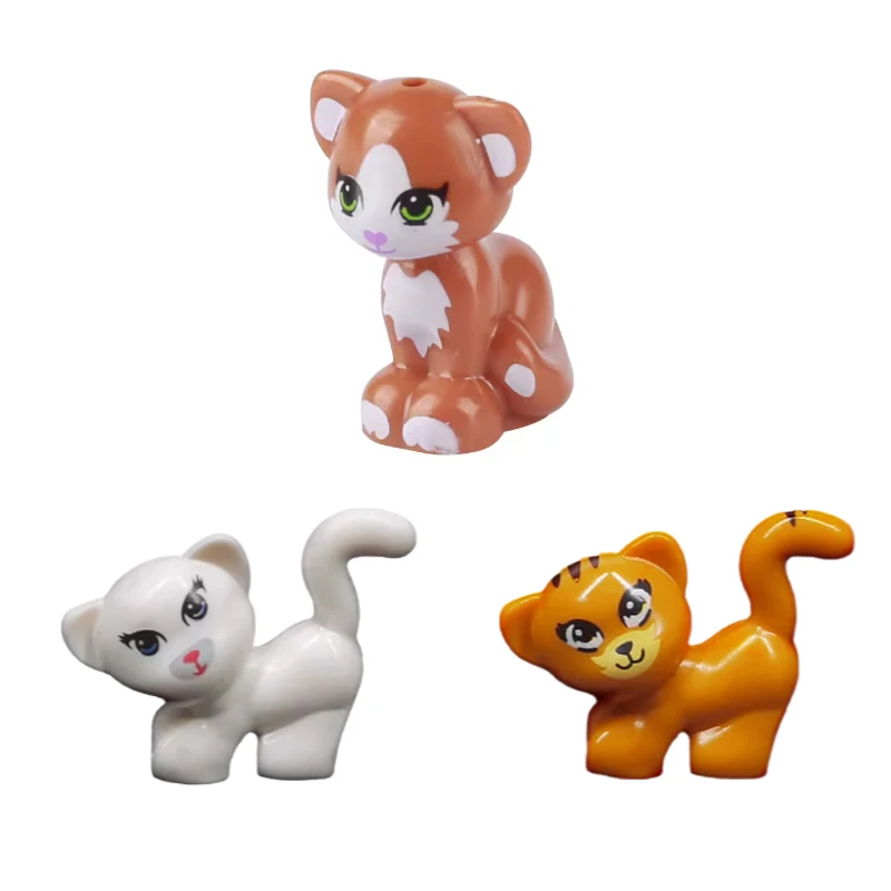 MOC Tier-Szenen-Bausteine Katzen Hunde Schafe Schweine Hühner Adler Papageien Delfin Zoo Zubehör DIY Spielzeug Bausteine T14