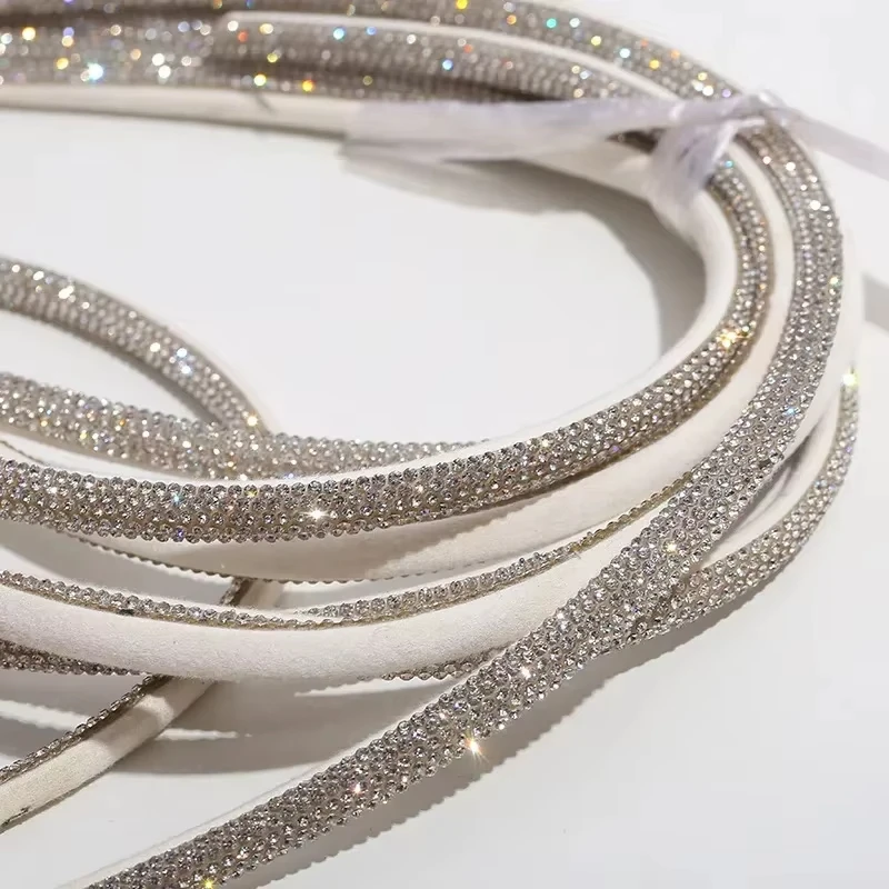 10-50Yard Half Round Crystal Diamond Rhinestone Rope Cotton Drawstring Cord for Sandals Shoes Hat DIY 4/6/9mm