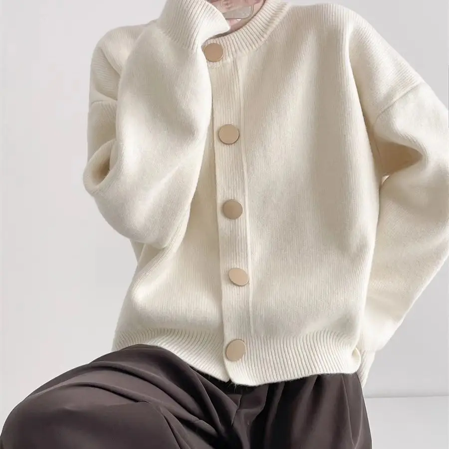 

Женский однотонный кардиган, свитер на пуговицах с длинными рукавами, мягкие вязаные топы, зимне-осенняя верхняя одежда, одежда Y2K