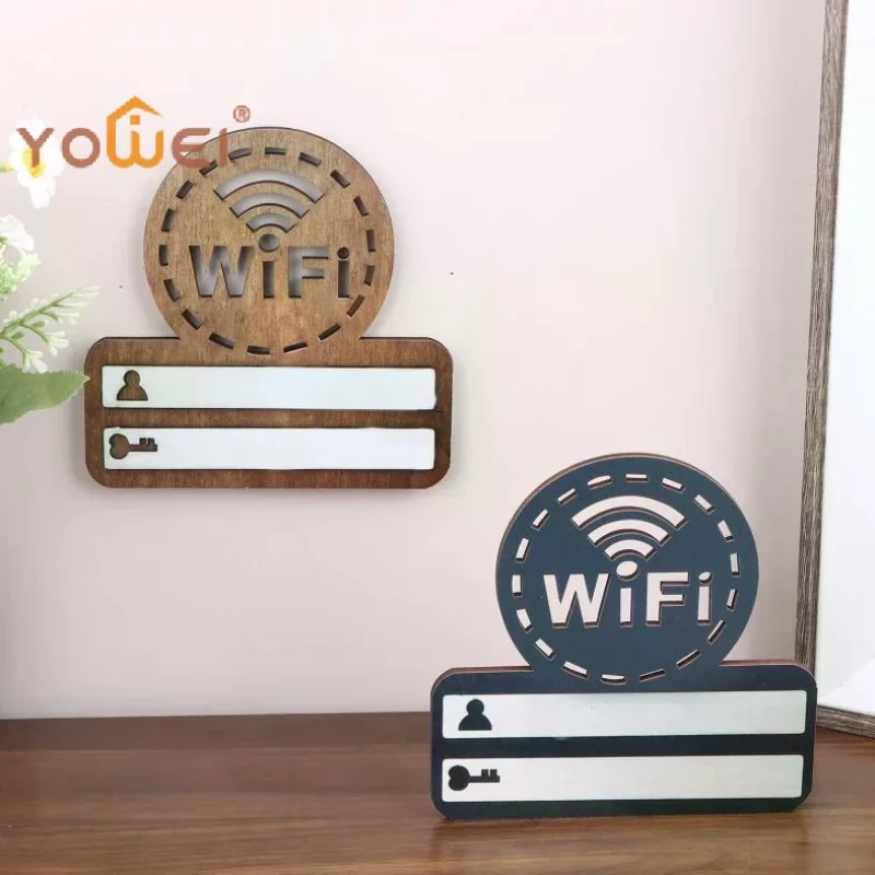Latest 1Pc Rustic Wooden WiFi Password Sign Minimalist Durable Wall-Mounted Wireless Network Indicator Plaque Home Decoration