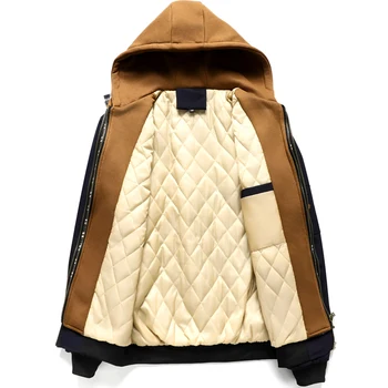 Men's Hooded Hiking Parka 3 Autumn Winter Men's Warm Windbreaker Jacket Outdoor Man Thick Windbreaker Hiking Hooded Coats Men Thermal Sports Zipper Parkas J 3