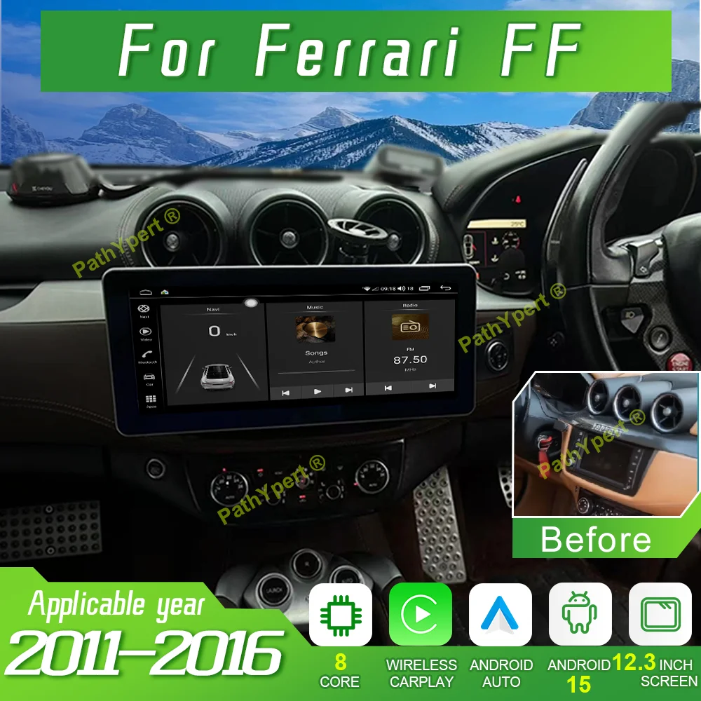 

Wireless Carplay 12.3"Android 15 For Ferrari FF 2011-2016 Car Multimedia Player Radio Stereo GPS Navigation Bluetooth Head Unit