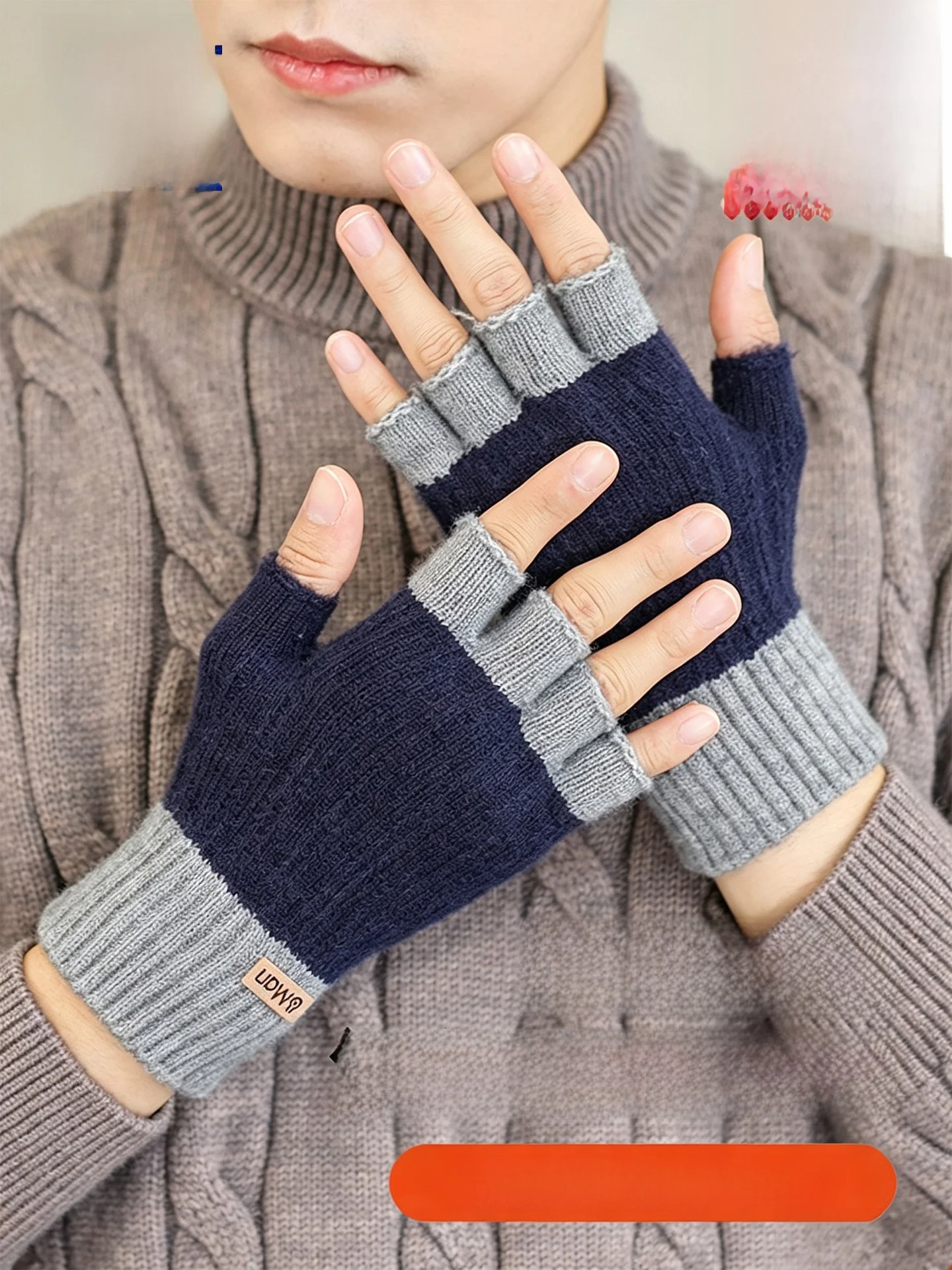 Thickened Knitted Half Finger Gloves Men Winter Cycling  Finger Student Writing Warmth Couple Unisex Commuting Gifts