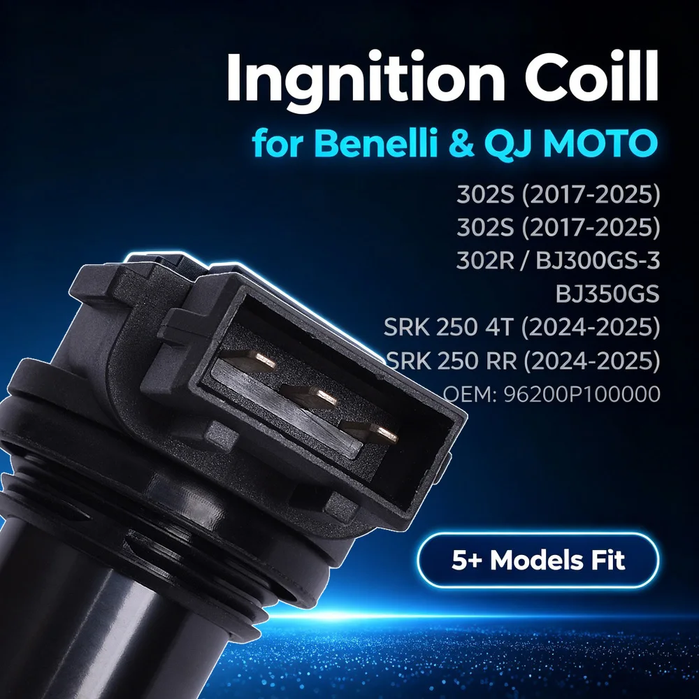 Ignition Coil Stick for Benelli 302S 302R BJ300GS BJ350GS QJ SRK250 RR | Integrated Spark Plug Cap Boot | Replaces 96200P100000