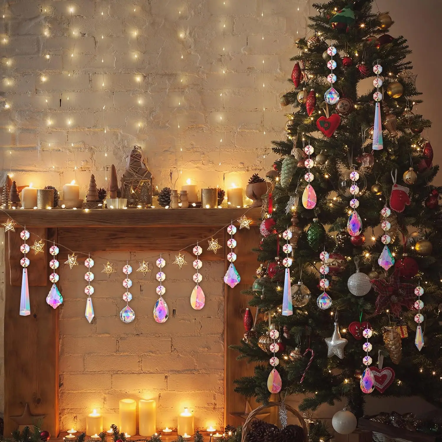 12 قطعة زجاج كريستال عيد الميلاد الحلي دمعة الثريا ديكور لشجرة عيد الميلاد الشتاء المنزل السنة الجديدة حفل زفاف عطلة #3