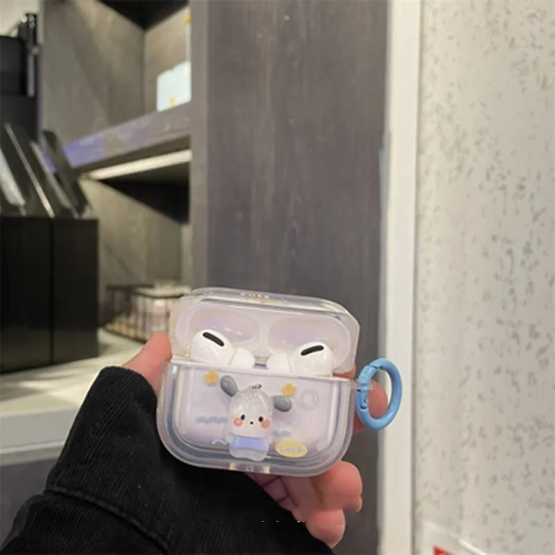 سانريو Pochacco حقيبة سماعة الاذن ل AirPods 4 1 2 3 برو الكرتون سماعة لاسلكية تعمل بالبلوتوث سيليكون سماعة شفافة الغطاء الواقي
