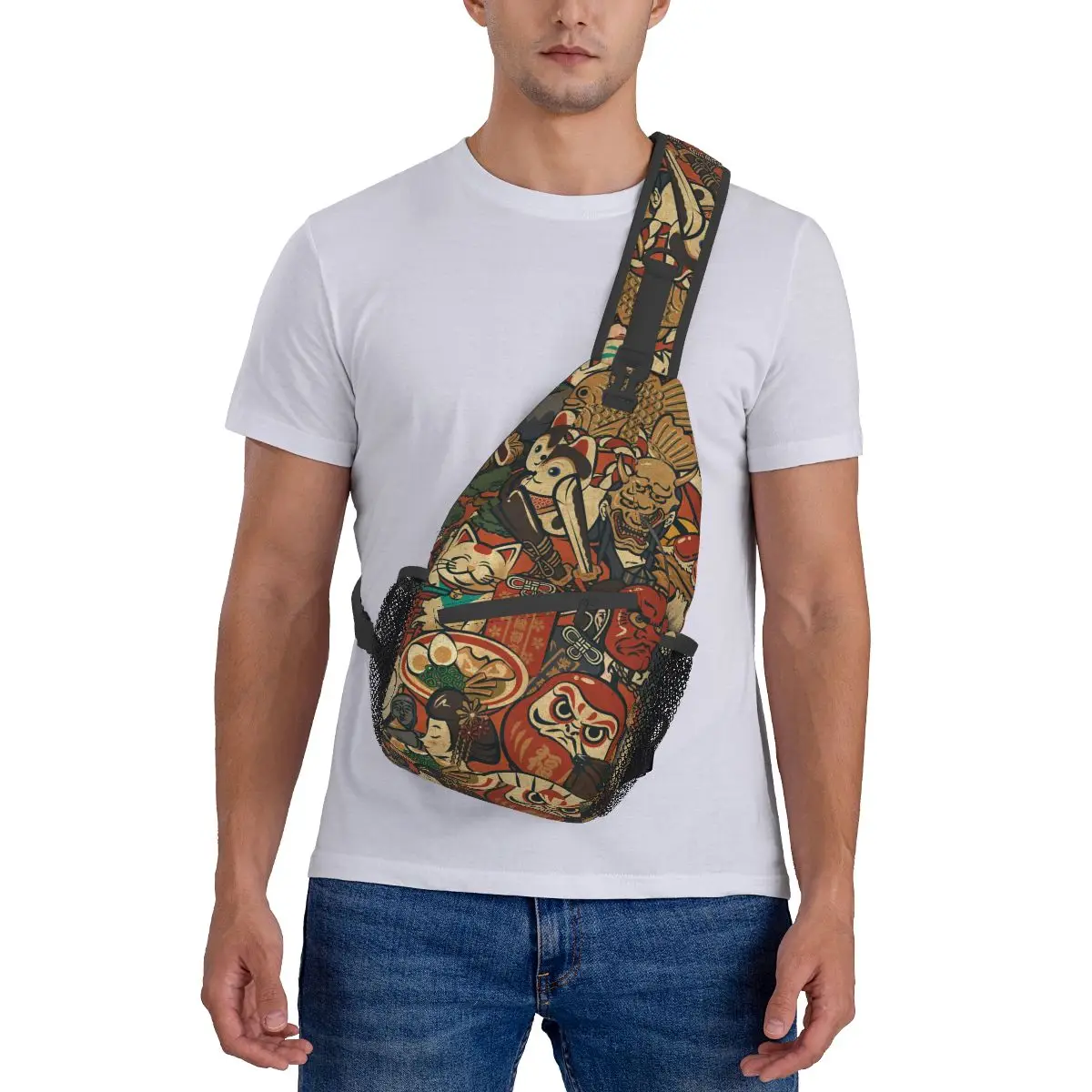 Japan Art Crossbody Chest Bags Japanese Style Pockets Travel Pack Messenger Sports Teens Shoulder Bag Unisex