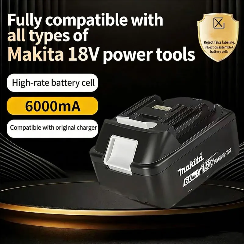 

Makita 18V Battery 6000mAh 2.0Ah BL1820 BL1860 BL1860B Lithium Battery Replacement Suitable for DTW285 Electric Tool Battery