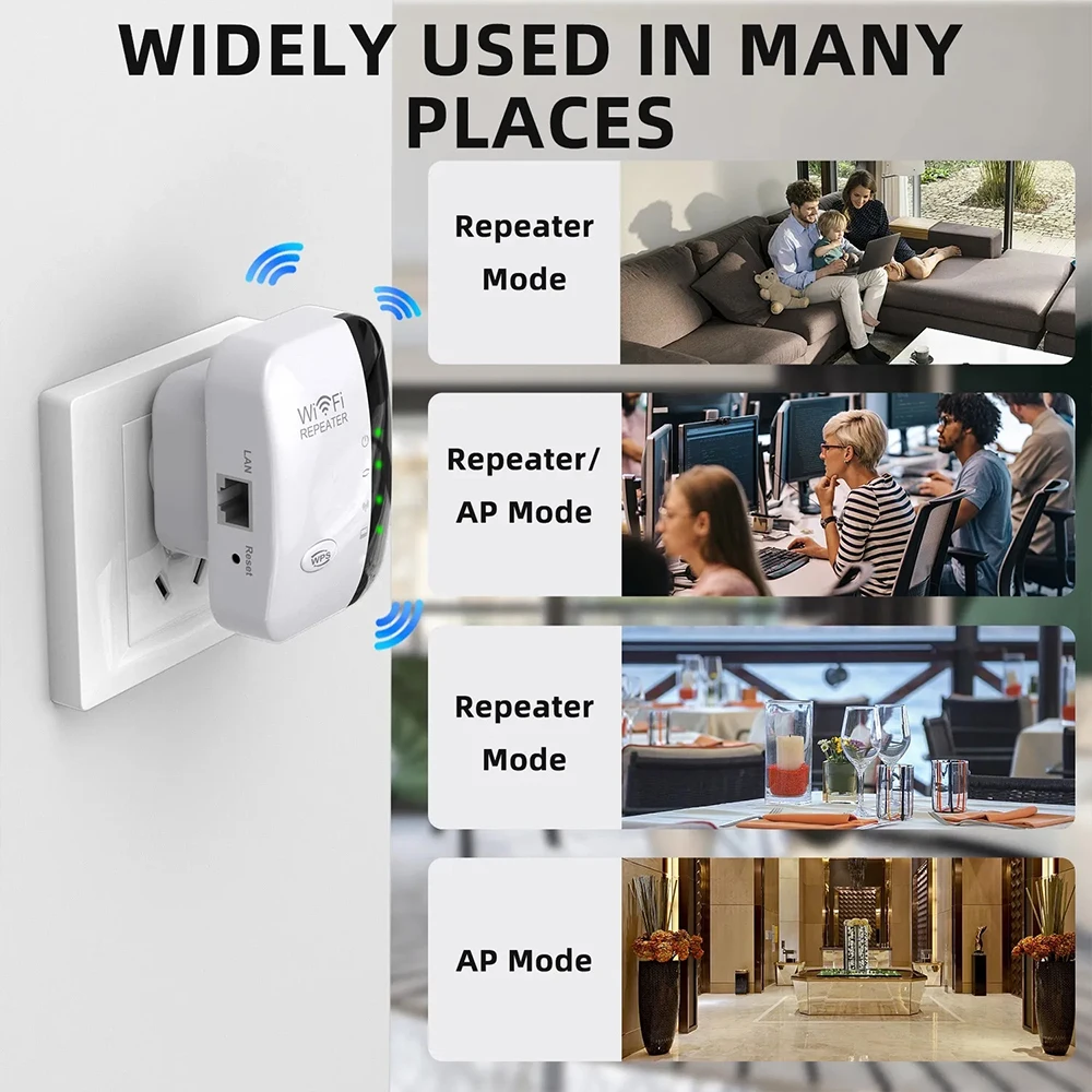 Высокопроизводительный расширитель Wi-Fi и усилитель сигнала мощностью 300 Мбит/с — простая настройка, порт Ethernet, поддержка нескольких пользователей для вечеринок, офисов
