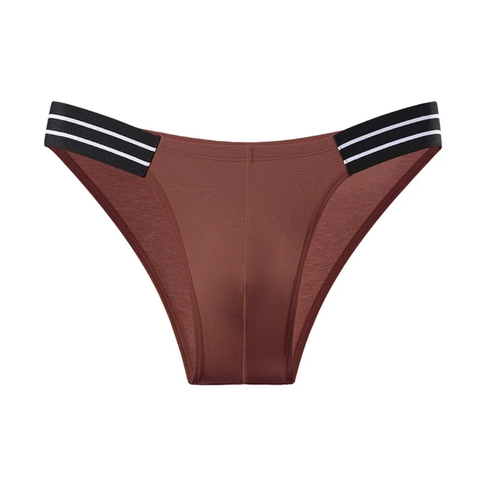 Soft Comfortable Lingerie Men's Triangle Panties Mid Waist Breathable Men Thin Briefs Large Size Stripe Underwear for Men Men