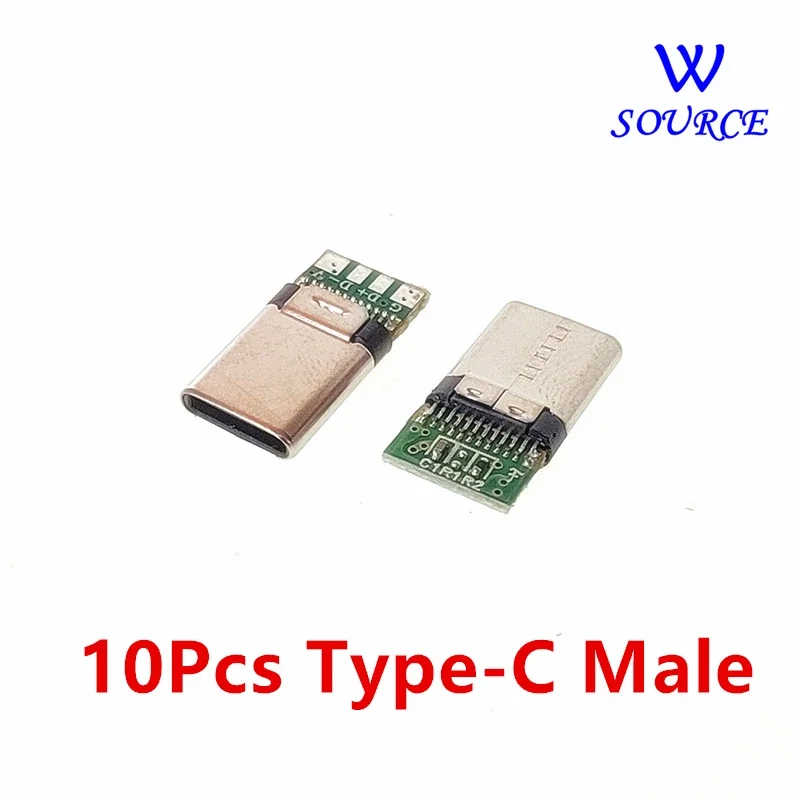 10pcs USB 3.1 Type-C Connector 24 Pins Male / Female Socket Receptacle Adapter to Solder Wire & Cable 24 Pins Support PCB Board