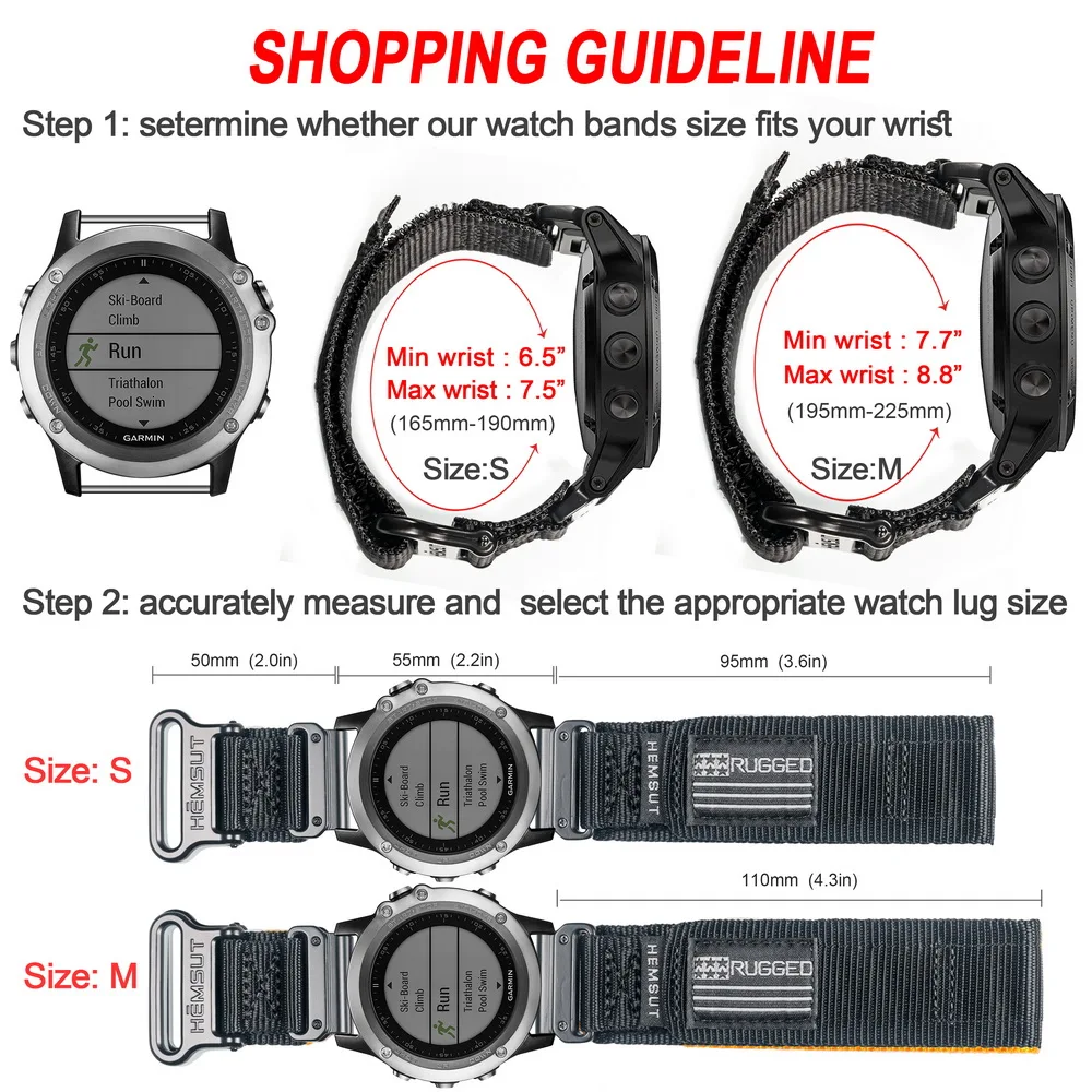 Compatible With Garmin Watch Band Nylon Quickfit 20 22 26mm Sports Military Wrist Strap For Fenix/MK3/Approach/MARQ/Tactix