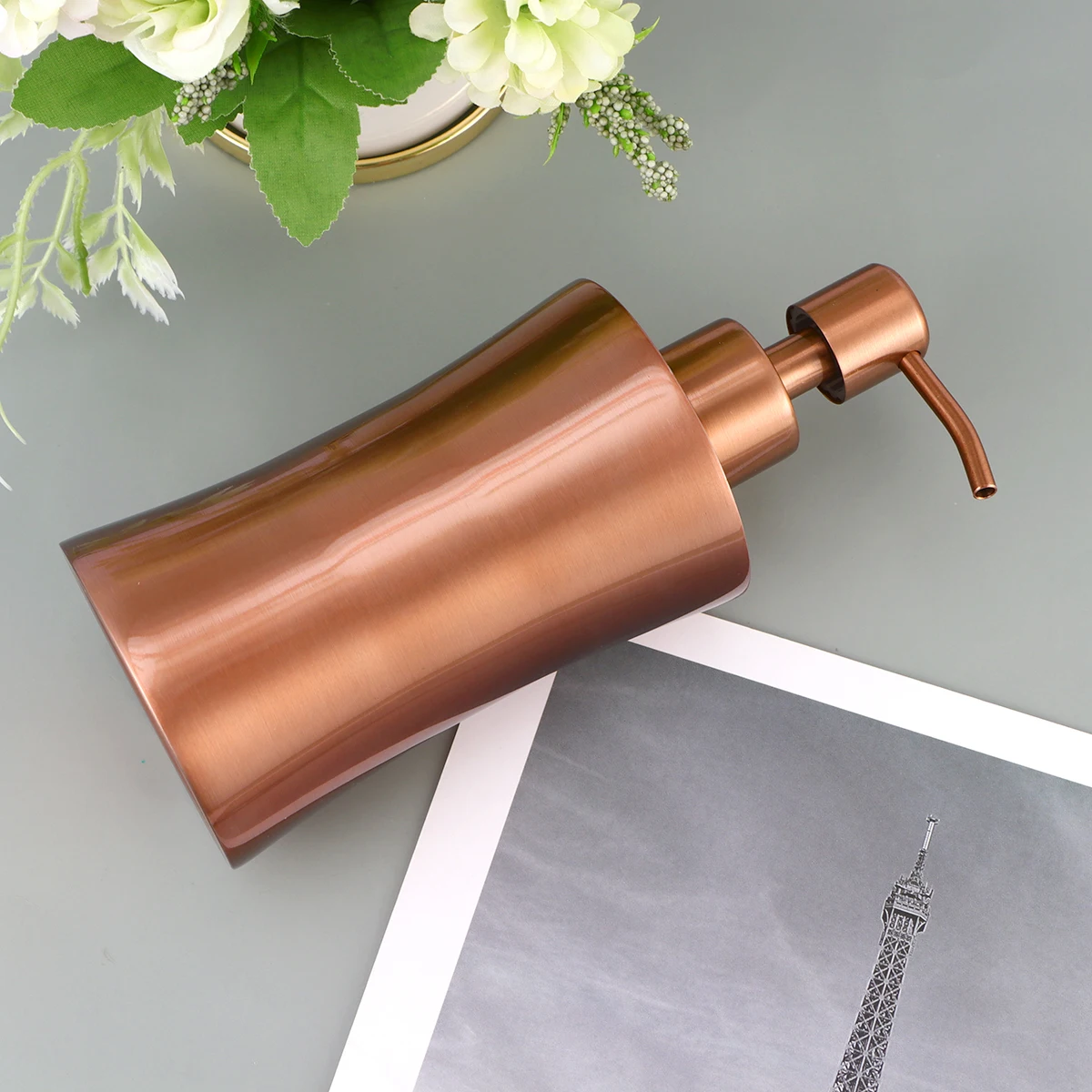 

400Ml Stainless Steel Soap Dispenser Reusable Eco-Friendly Hand Wash Bottle Kitchen Bathroom Portable Shampoo Container Rose