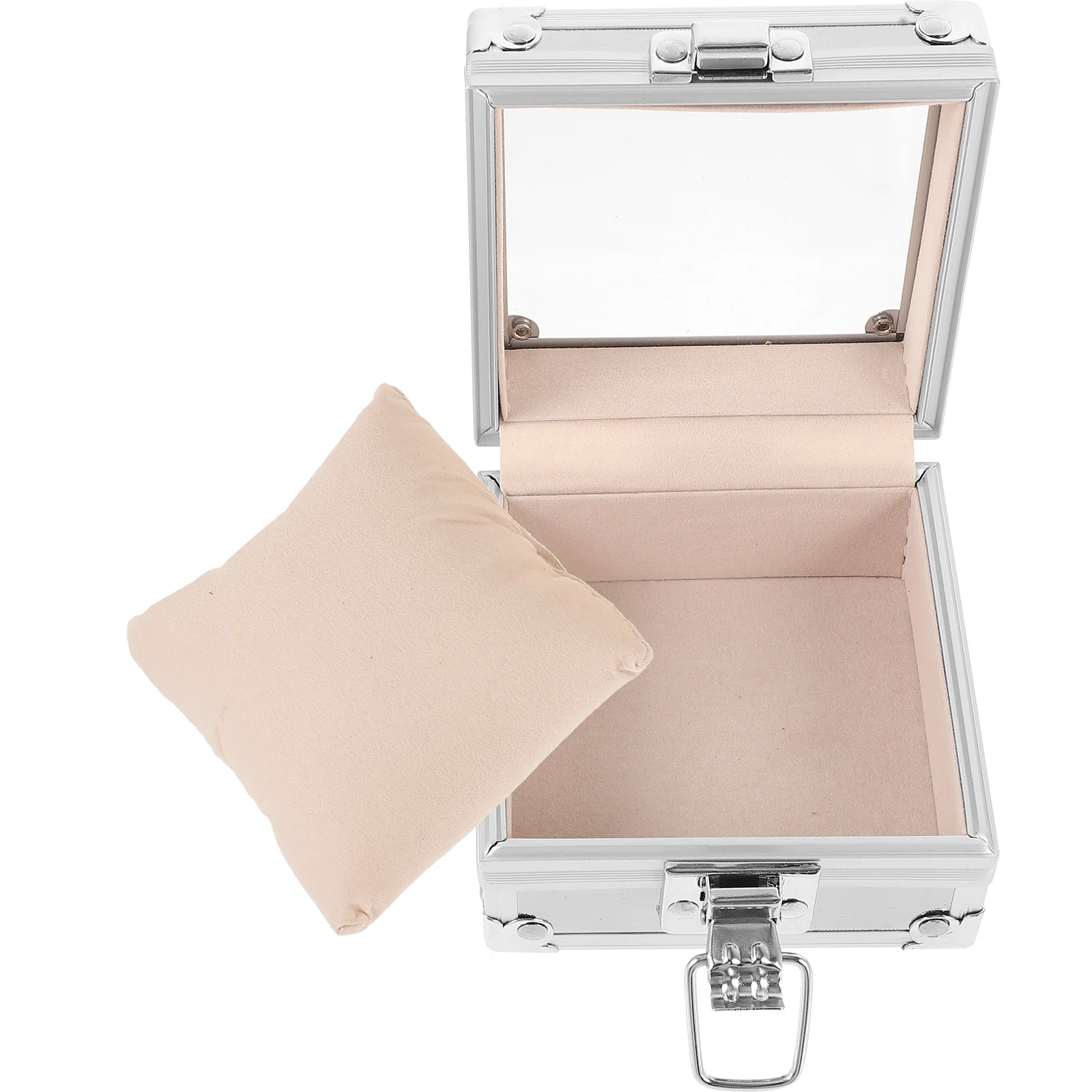 

Stainless Steel Watch Box Organizer Display Storage Holder Gift Travel Case Transparent Lid Dustproof Water Resistant Square