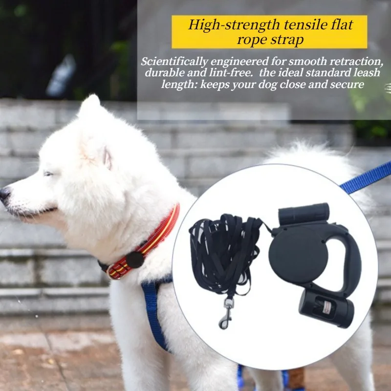 

Поводок-рулетка для собак 5 м, для прогулок, для маленьких и средних собак, с кнопкой блокировки и LED-фонариком, нейлоновый