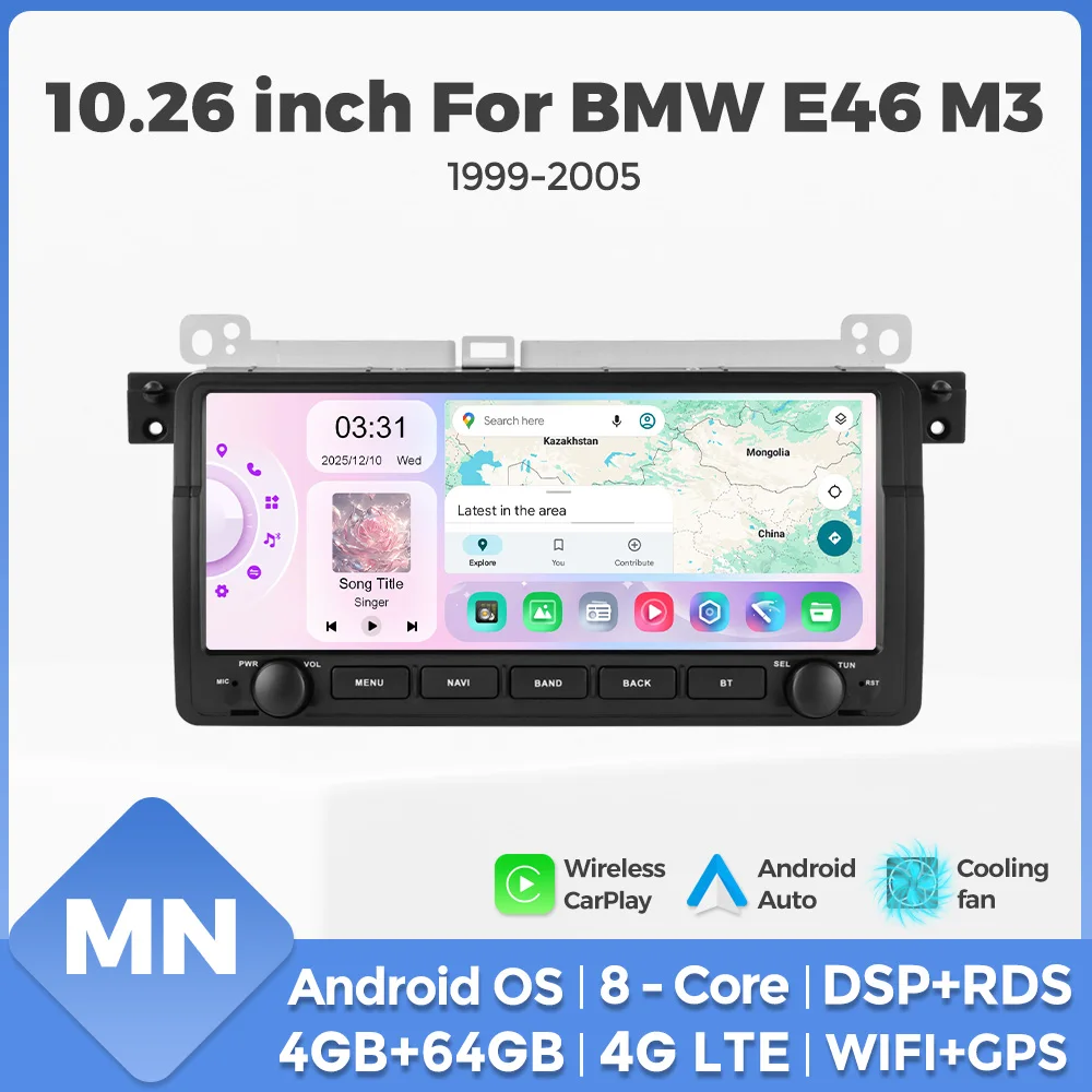 Sistema de radio inteligente con sistema operativo Android MEKEDE&NAVIFLY para BMW E46 M3 318/320/325/330/335 BT Carplay Reproductor Multimedia Central