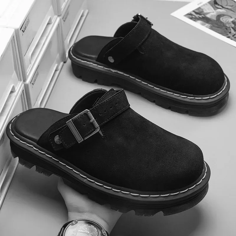 

Casual Slippers for Men One Step Stepping Flip Flop Baotou Mules Boken Shoes Men's and Women's Summer Half Slippers