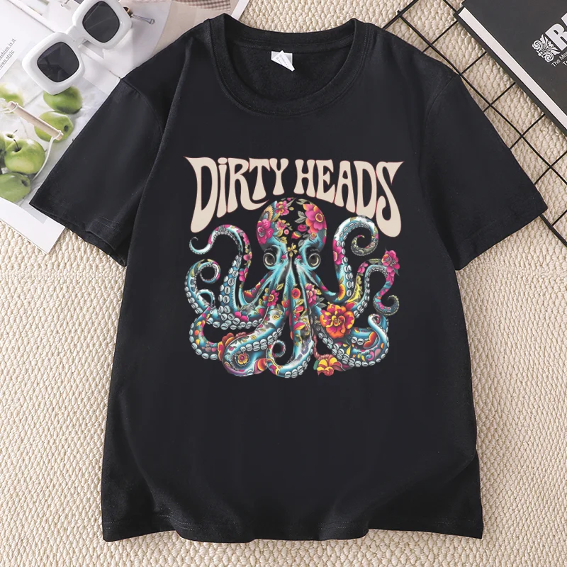Dirty Heads Octopus T-Shirt Men Women Cotton Round Neck Printed Tshirt Casual Short-sleeve T Shirt Comfortable Clothing
