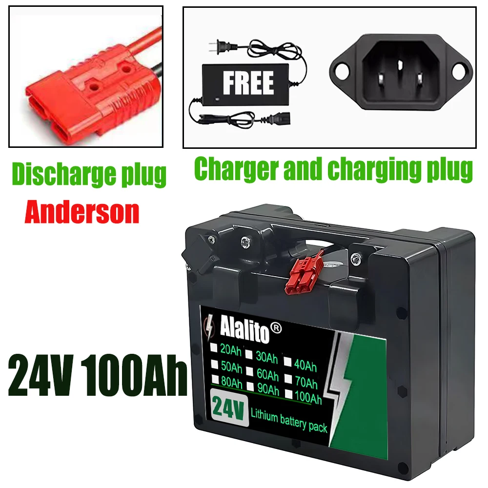 전동 휠체어용 24V 특수 배터리 20Ah-100Ah 29.4V 2A 충전기가 포함된 고용량 18650 리튬 이온 배터리 팩