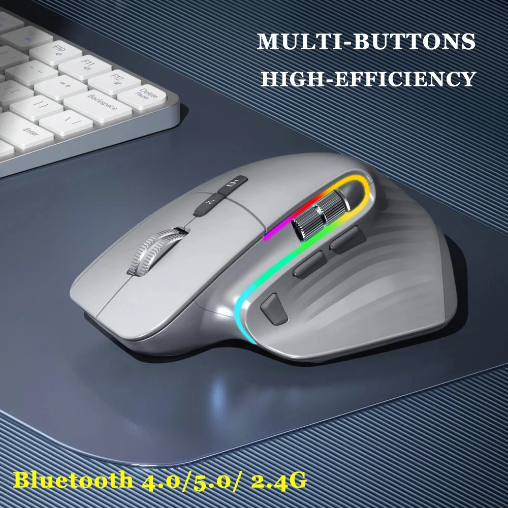 Wireless Gaming Mouse Bluetooth 2.4G Tri-mode Mouse Mute Mice Ergonomic USB-C RGB Rechargeable 5DPI For Laptop PC Tablet Macbook