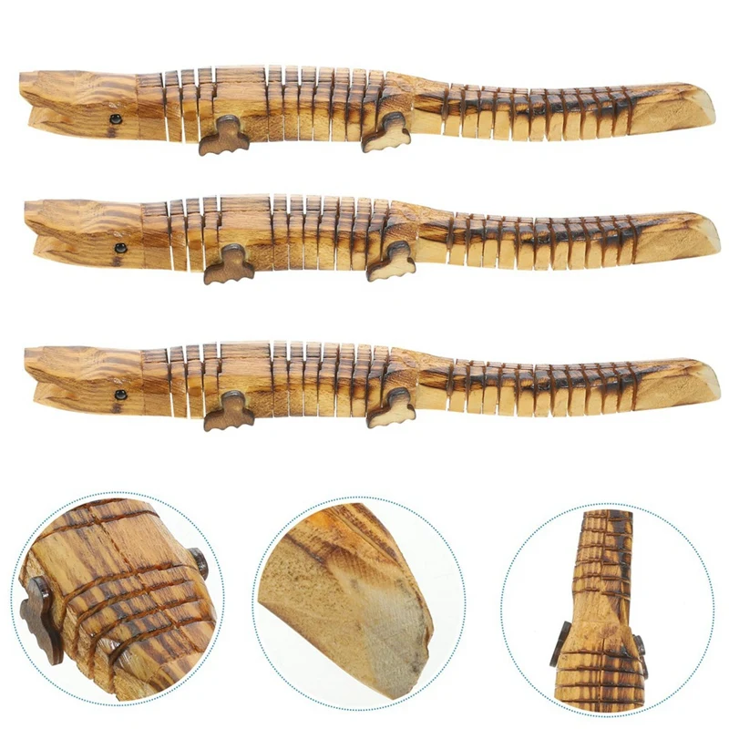 Naturalny niedokończony drewniany krokodyl elastyczny drewniany zwierzę aligator Model zwierzęcia rzemiosło zabawki na artykuły urodzinowe