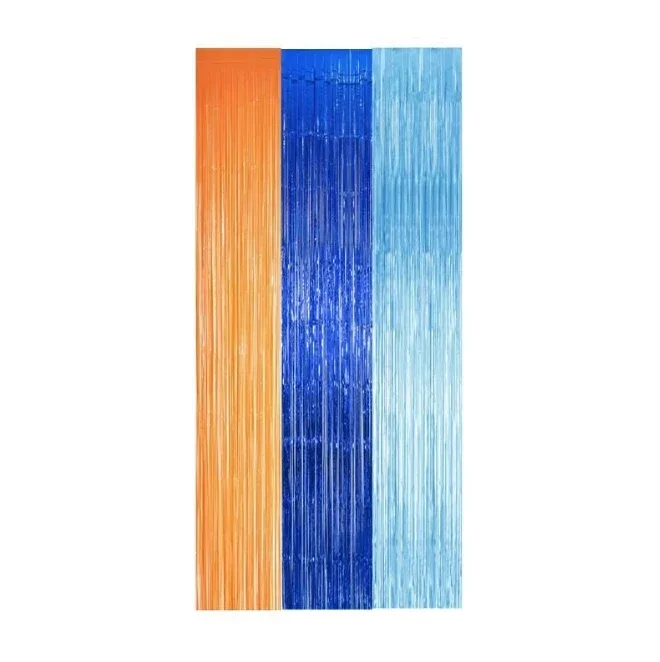 Foil Fringe Curtains Birthday Party Supplies  Orange Blue Light Blue Photo Booth Party Decoration