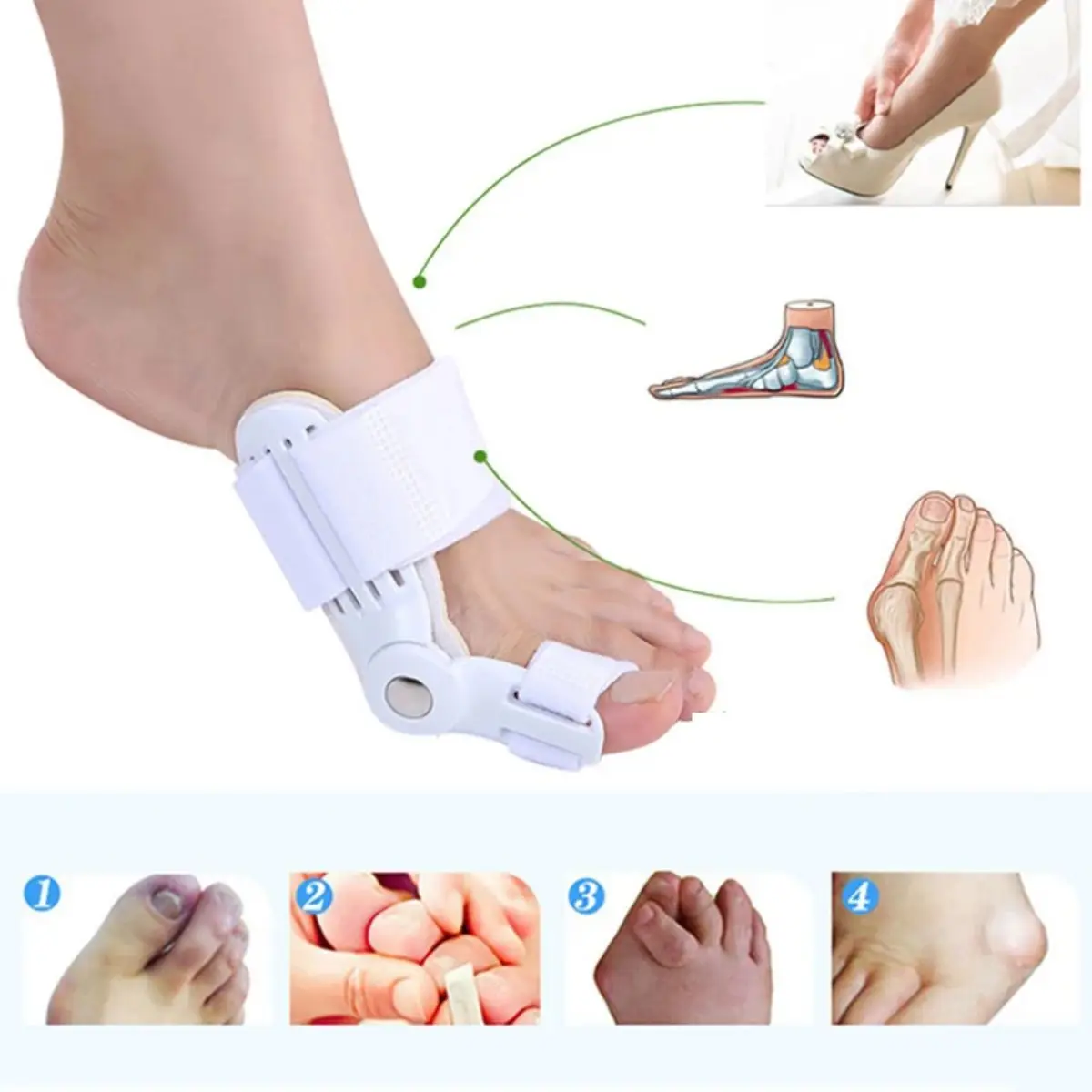 Tala alisadora de joanete, osso grande, alívio da dor nos pés, hálux valgus, protetor de cuidados com os pés, ferramentas de cuidados com os pés, 1 peça/2 peças