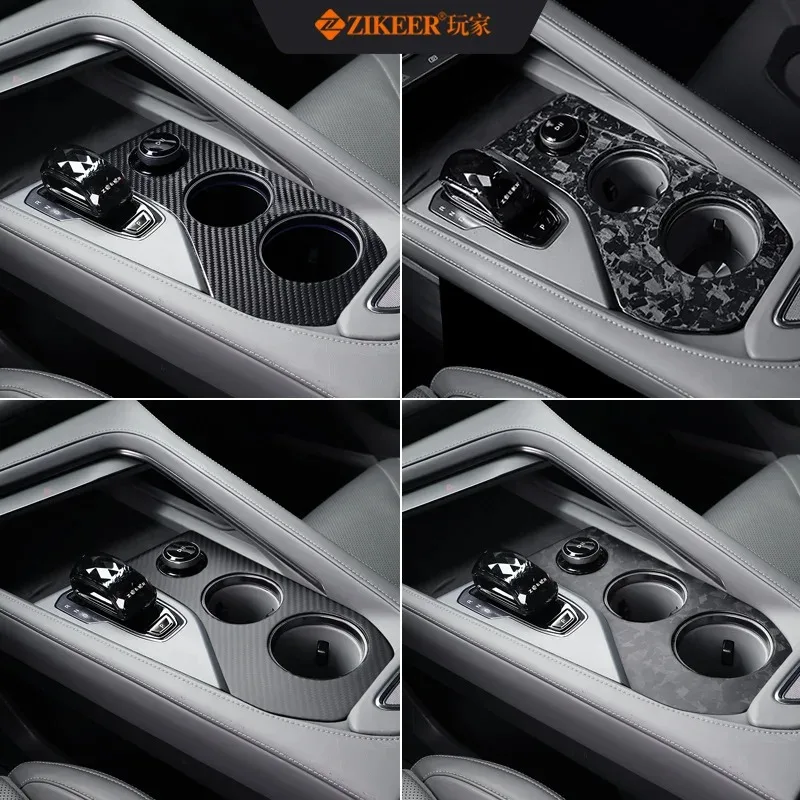 YUNV For Zeekr 001 central control panel carbon fiber patches dry interior decorati Automotive Interior Accessories