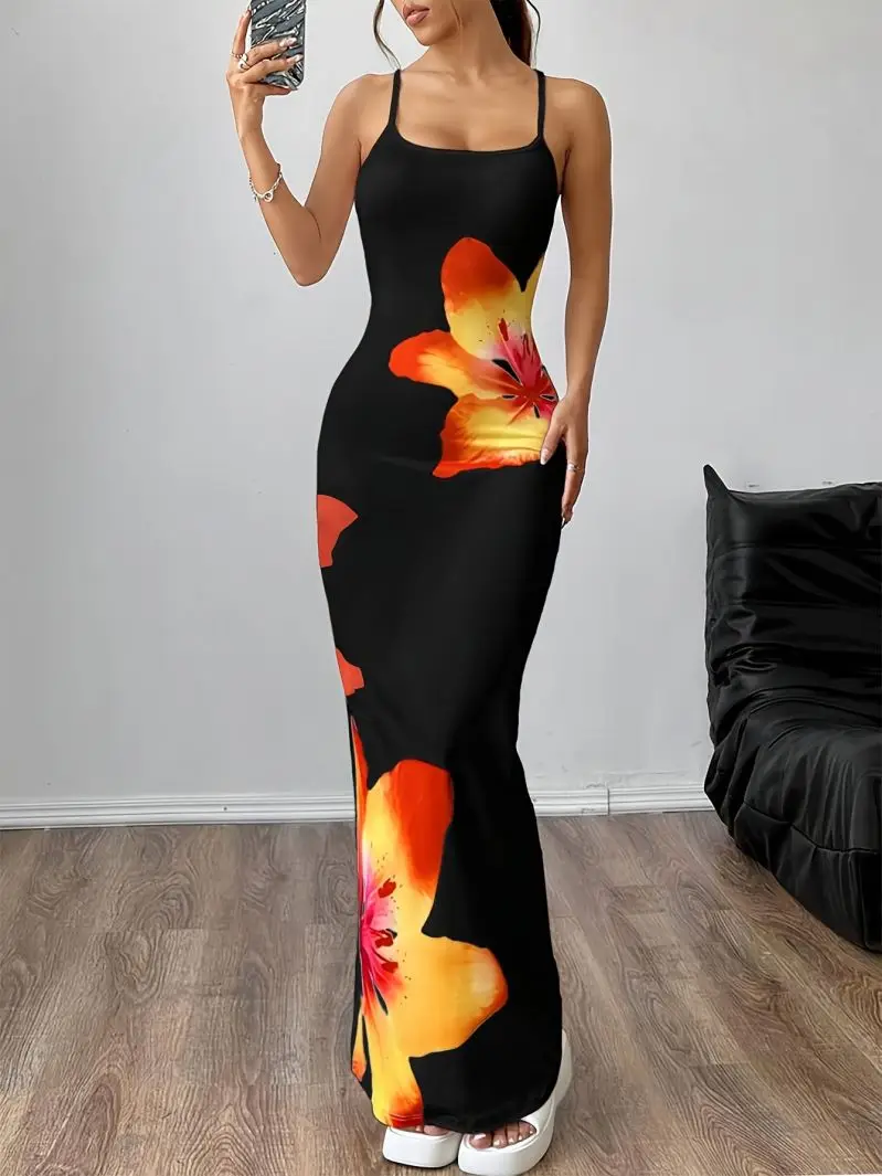 Women's Slim Fit Long Skirt with Thin Suspender Fashion Temperament Spicy Dress to Show Figure