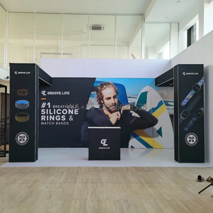 Cabina de exhibición fija de la exposición del soporte emergente SEG de la tela de tensión Modular de aluminio del precio de fábrica 10x20