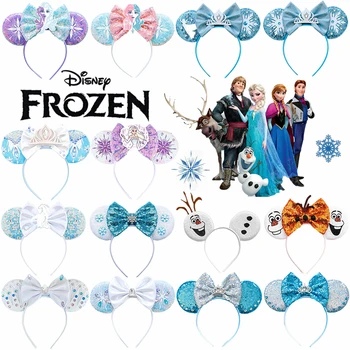 Disney Frozen Haarschmuck Damen Elsa Prinzessin Anna Schneeflockenohren Stirnbänder Mädchen Krone Schleife Pailletten Olaf Haarband Kinder Geschenk