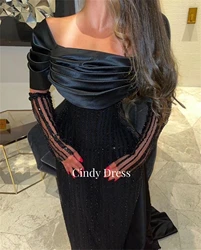 Glitter Bead Embroidery Luxurious Black Evening Dress Eid Al-fitr Dresses Gala Wedding Customized Prom Clothes 2024 Party Woman