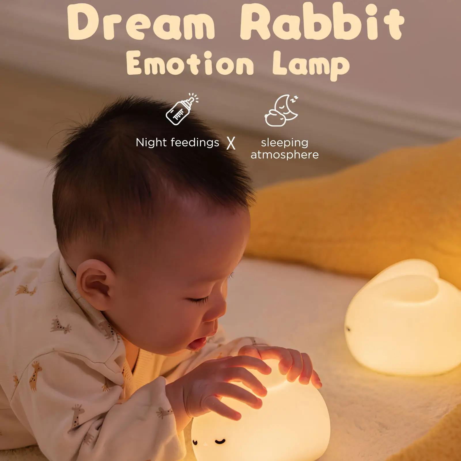 Led Silicone Night Light 3 Levels Adjustable USB Bedroom Bedside Cute Rabbit Lamp With Timing Function Night Lamp For Kids ​Gift