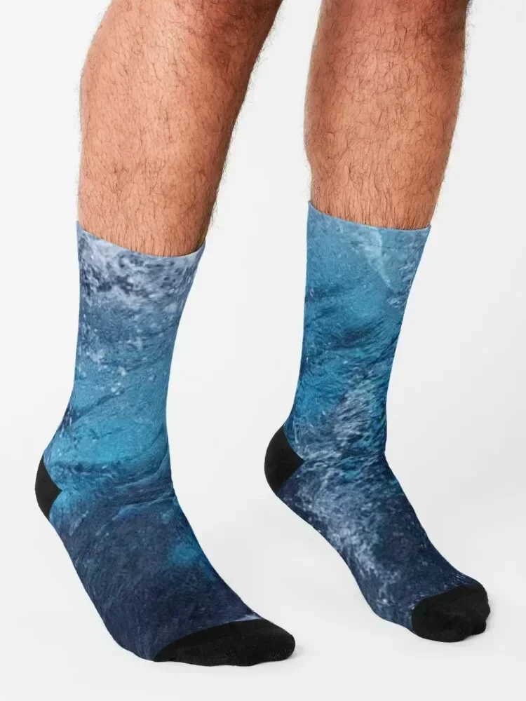 Blue Clashing Waves Socks christmas stocking with print aesthetic Hiking boots Socks For Man Women's