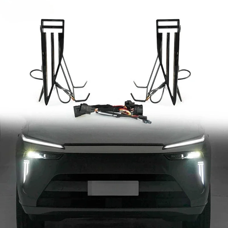 For GWM Wey Blue Mountain 2023-2025 2Pcs LED Daytime Running Light DRL Dymanic Turn Signal Front Bumper Fog Lamp Accessories