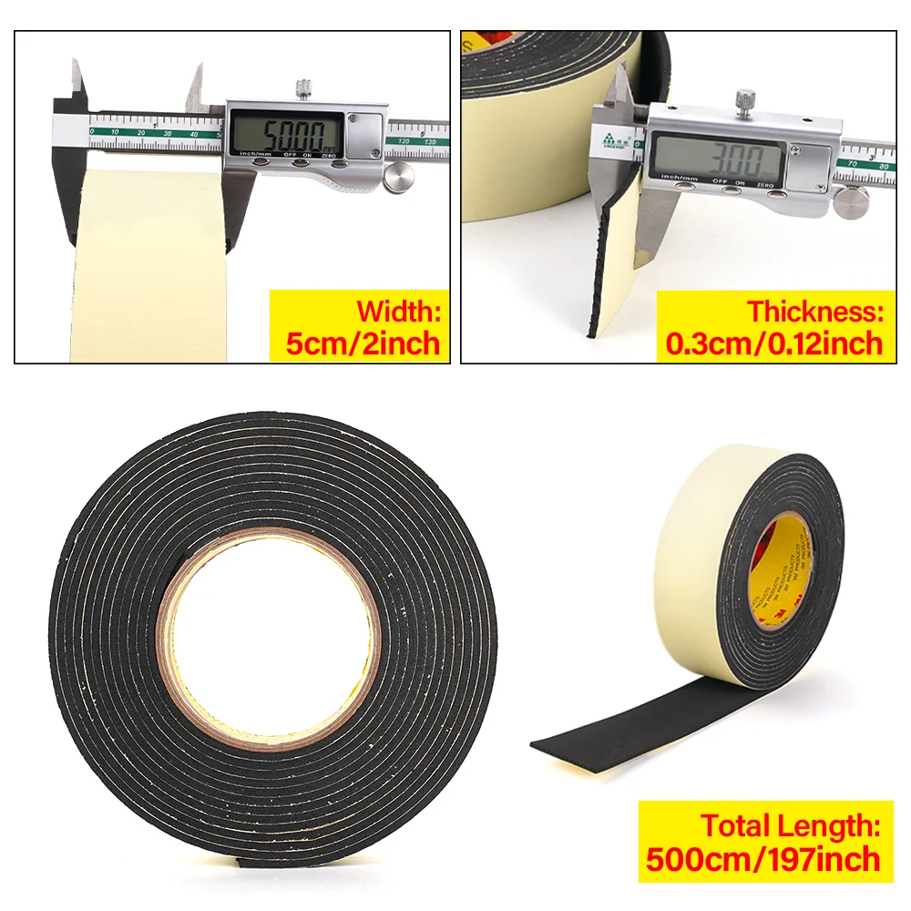 EVA Foam Single-Sided Tape 5M Black Adhesive Sponge Door And Window Sealing Strip Waterproof And Soundproof Anti-Collision Pad