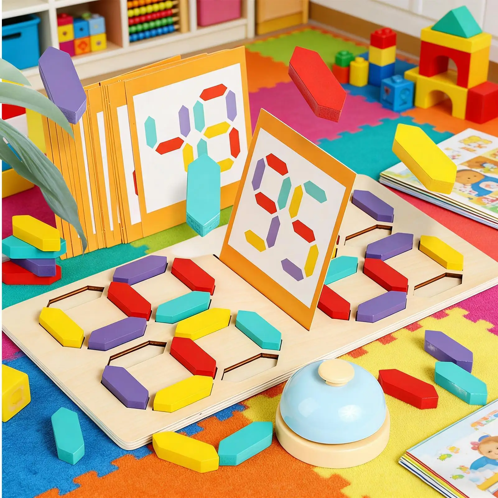 Number Puzzle Number Challenge Block Boad Game Wood Puzzle For Classroom Desk Kindergarten Activity Stocking Stuffer Christmas