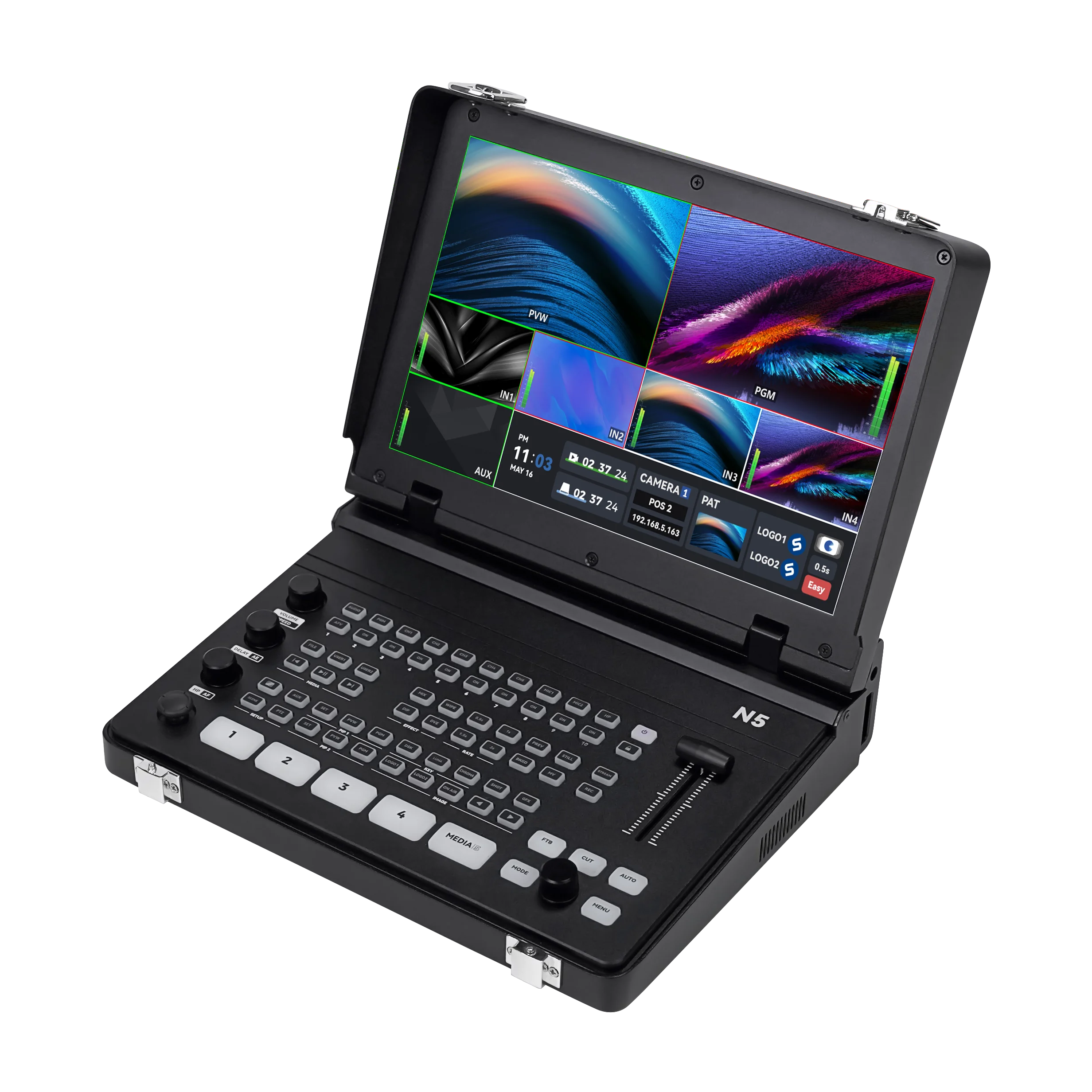 SPROLINK NeoLIVE N5 4K60FPS HDMI Video Switcher Mixer, 4*HDMI Input, 5CH Live Streaming Switcher, 10.1'' FHD Flip Screen, 1080P6