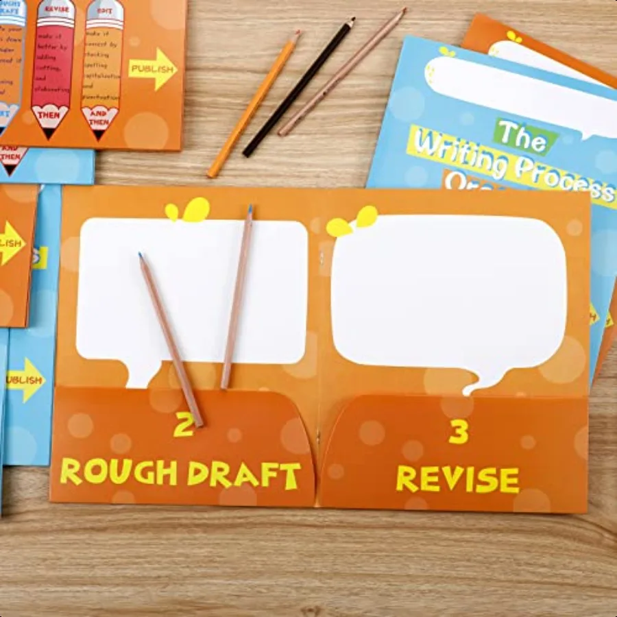 24 Pcs Writing Proc Pocket Folders Writing Proc 4 Pocket Laminated Student Folders School Folders with Pockets for Teacher Clas