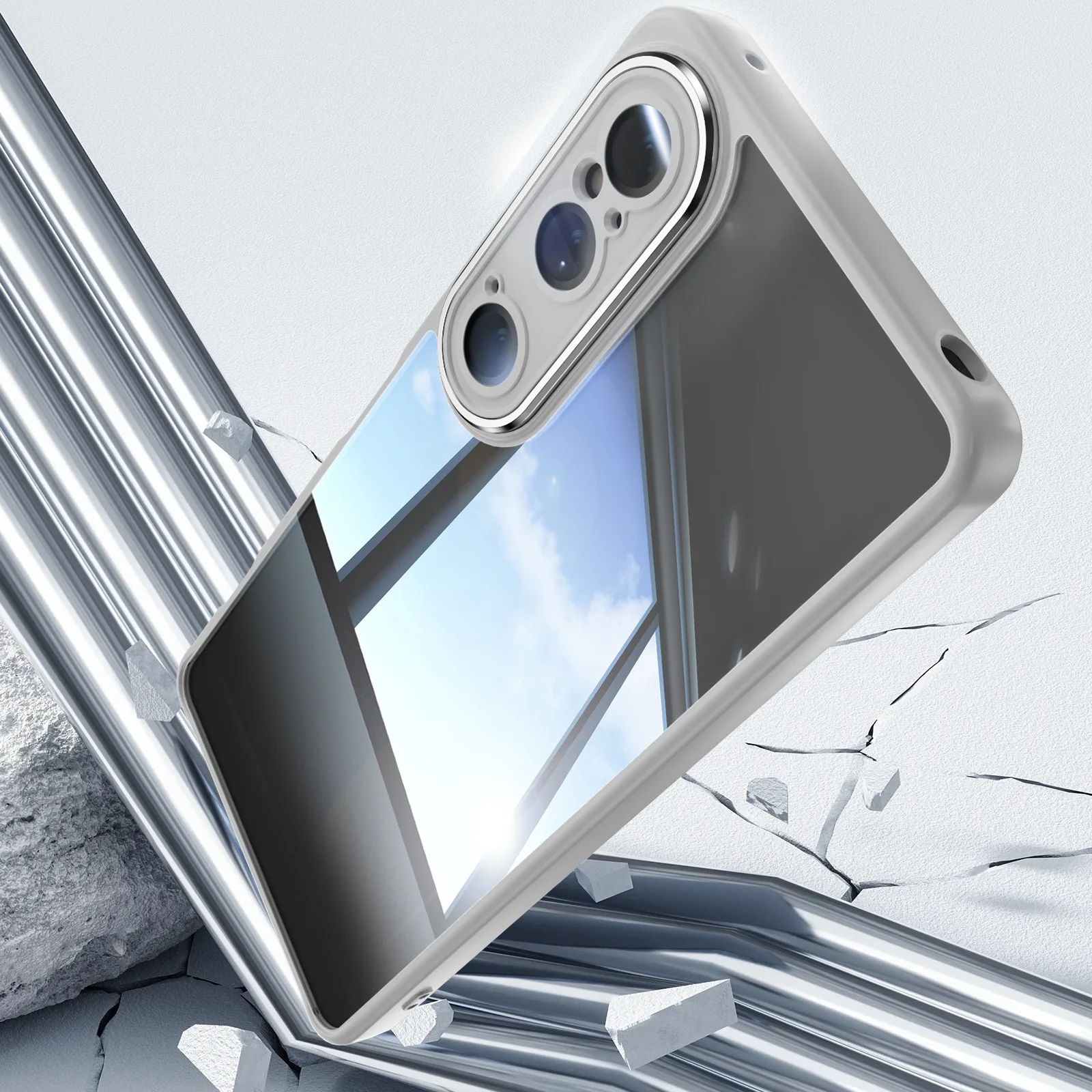 حافظة tpu معدنية مضادة للطرق لسوني إكسبيريا 1 vi 10 ، حافظة زجاجية مضادة للطرق ، أحدث صيحات الموضة