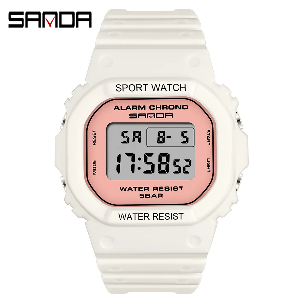 SANDA Fashion Simple Sport Watch Women Casual Military Watches Alarm Clock Resistant Waterproof Digital Watches Female 293