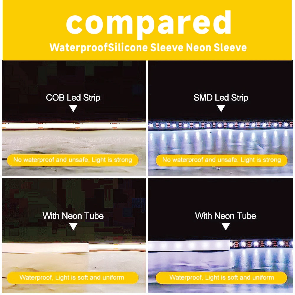 Silicone neon light tube waterproof IP67 flexible soft silicone 1m 2m 3m 4m 5m suitable for WS2811 WS2812B 5050 2835 COB LED lig