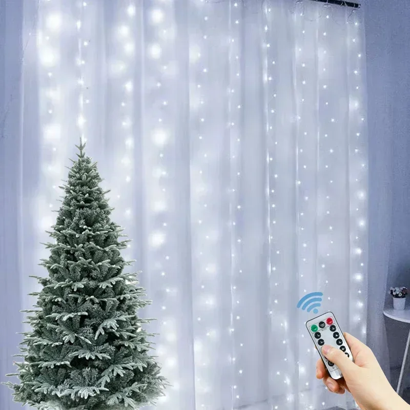 Curtain LED String Lights Garland Festival Christmas Decoration USB Remote Control Holiday Wedding Fairy Lights for Bedroom Home