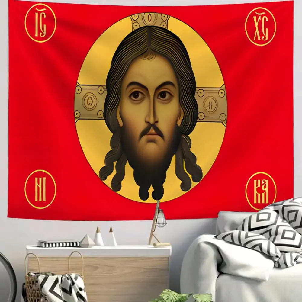 Jesus Christ Conquers Tapestry Custom Living Bedroom Party Dormitory Interior Wall Bohemian Decoration Attached Clip