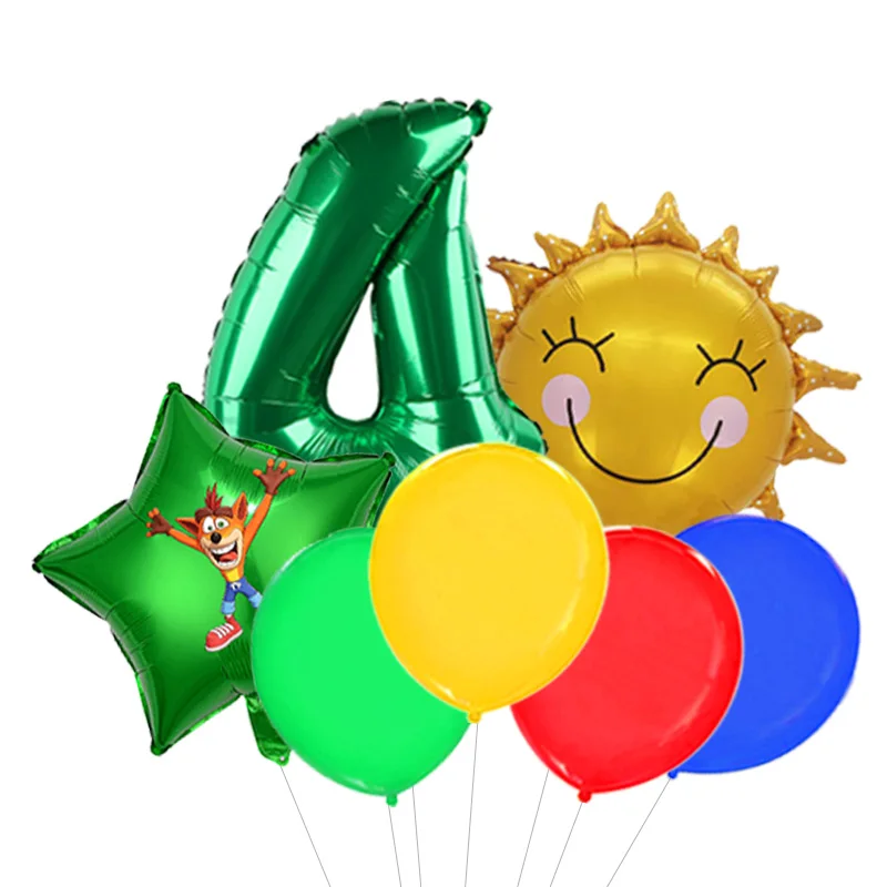 Crash Bandicoot N-Sane Trilogy Themed Balloon Bouquet Orange Blue Foil Mylar Aku Aku with Latex for Boy Birthday Party Decor - view 4