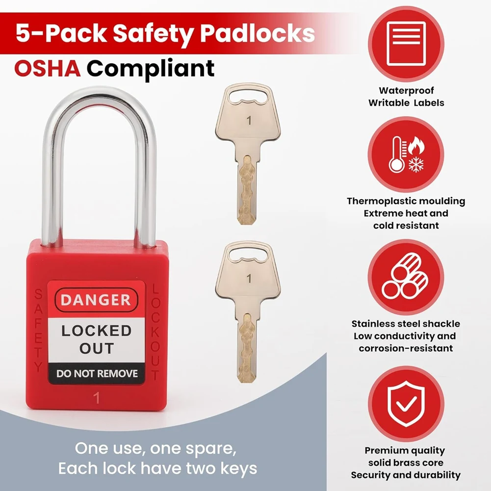 【A42U】자물쇠, 걸쇠, 지퍼 타이, 태그 및 보관 가방이 포함된 잠금 태그아웃 키트 - 산업 장비용 전기 로토