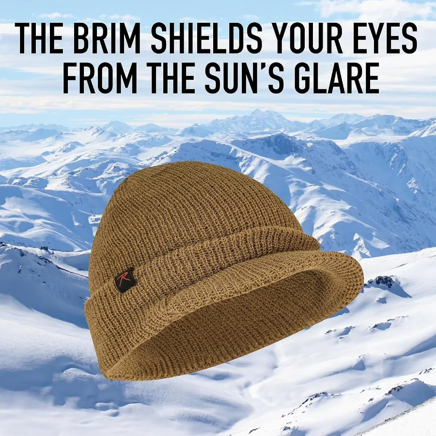 Wool Watch Cap with Brim Wool Beanie Hat with Visor Great for Winter Activities